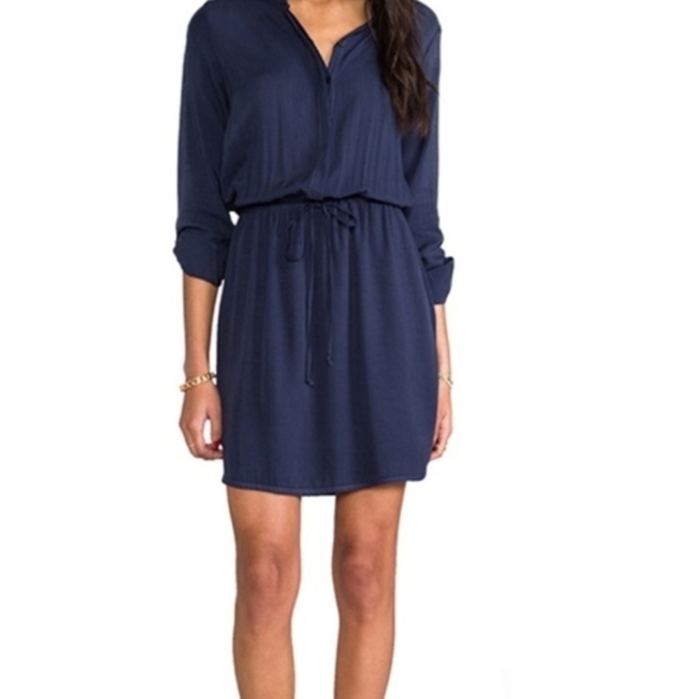 Dalia Blue Long Sleeve V-Neck Dress